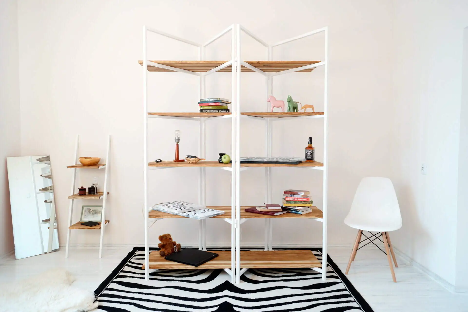 Solid wood bookcase BONTIO WHITE