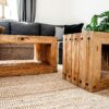 Structured spruce wood living room set TRAHUS_3