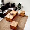 Structured spruce wood living room set TRAHUS_4