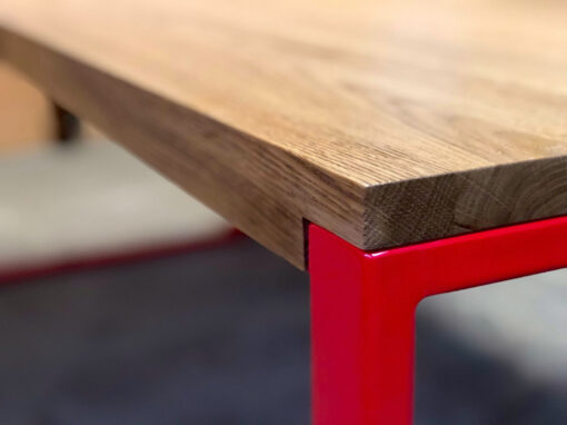 RED FOREST modern oak red dining table Main_RED FOREST modern red frame dining table
