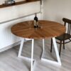 modern round solid oak extendable table