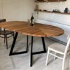 modern round solid oak extendable table