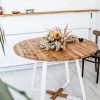 Solid oak round extendable table MANE WHITE