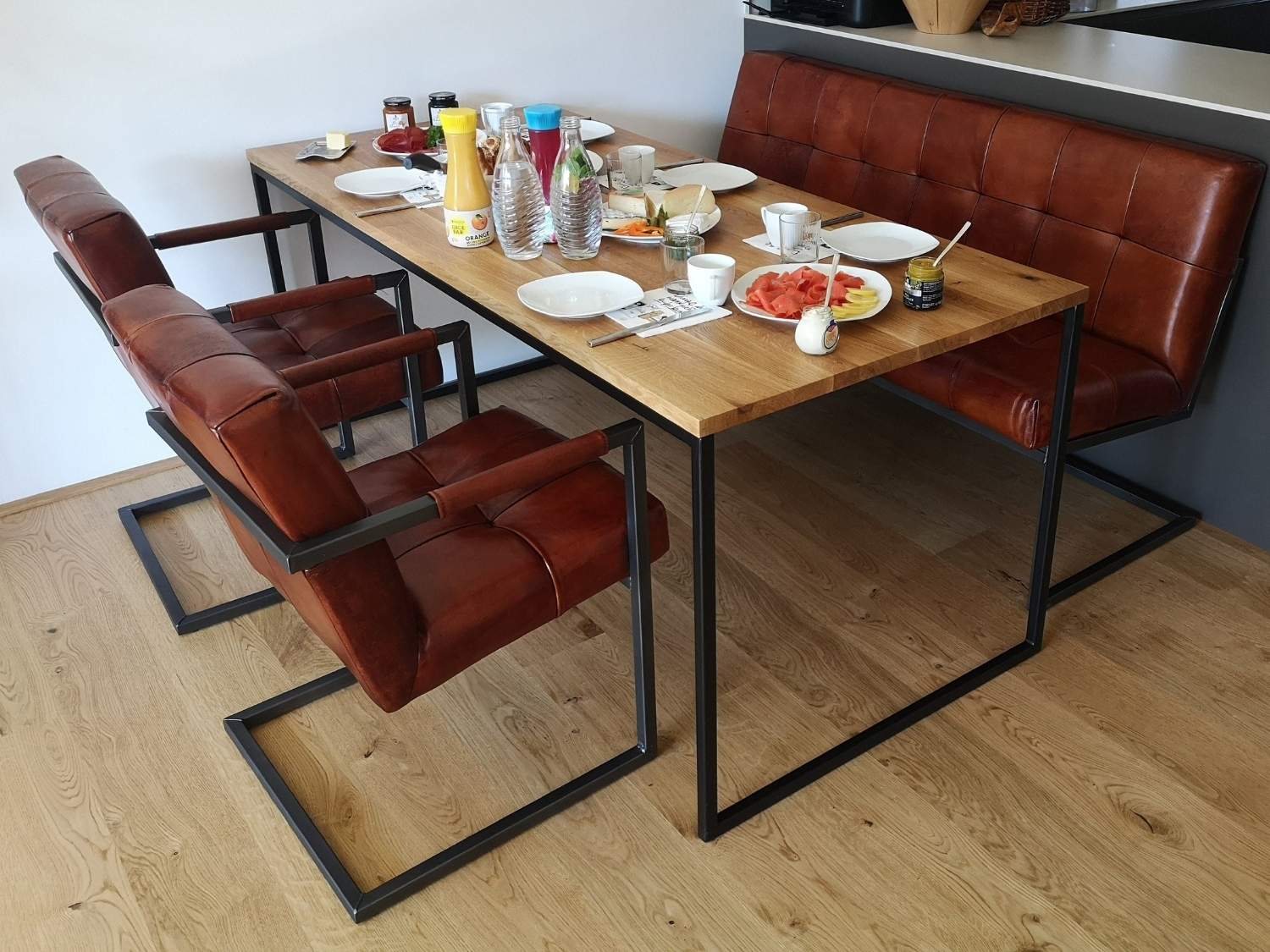 Modern handcrafted oak dining table