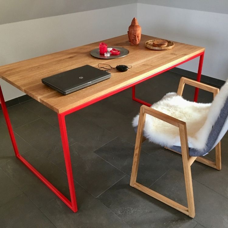 BASIC NIO II table en chêne rouge faite à la main bureau à domicile