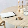 Minimalist boho style dining table with raw oak effect