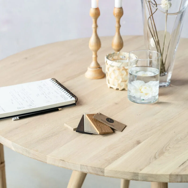 SOL minimalist boho style dining table with raw oak effect image