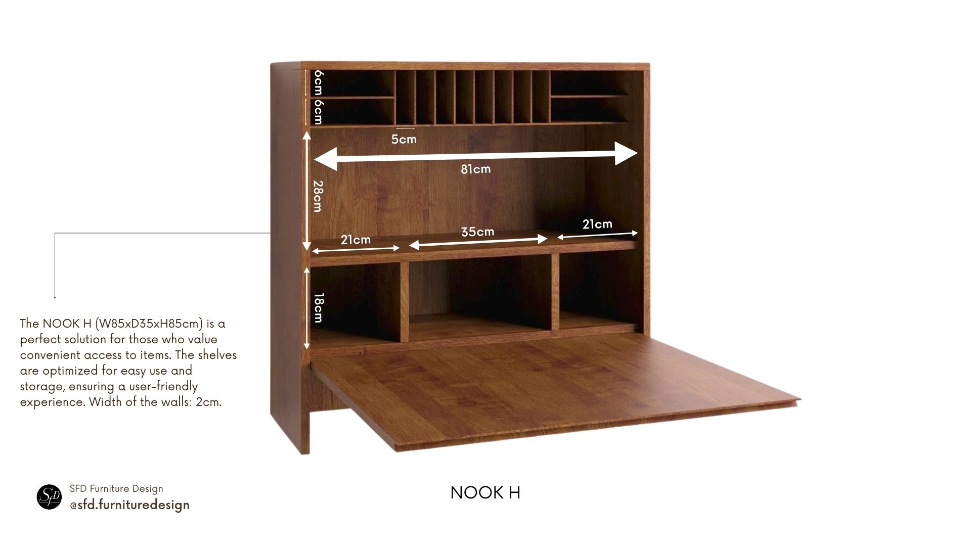 NOOK oak writing desk-organizer-H