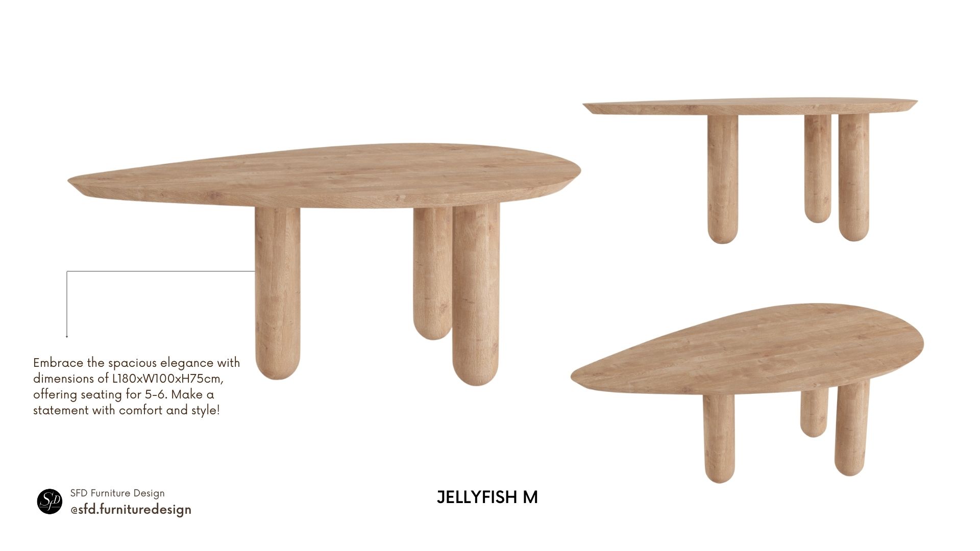 JELLYFISH natural wood dining table-M
