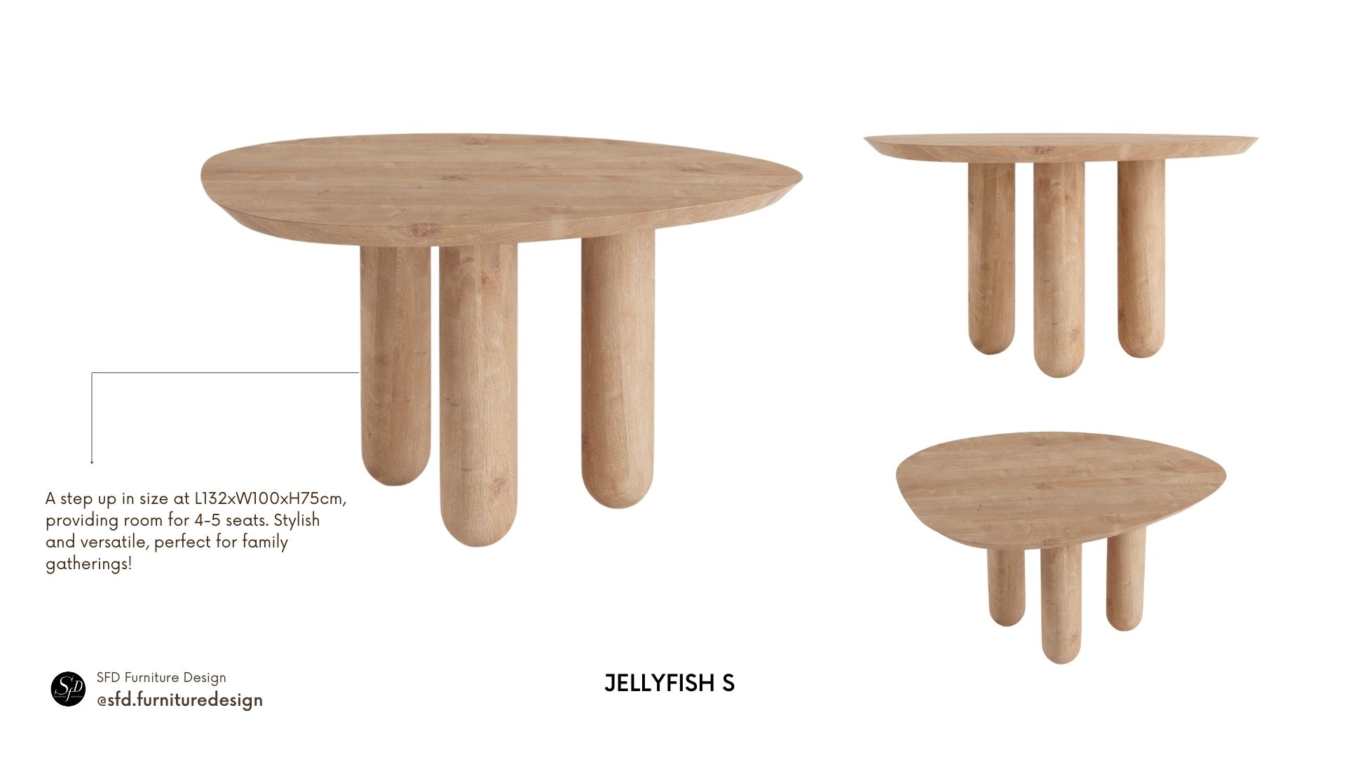 JELLYFISH natural wood dining table-S