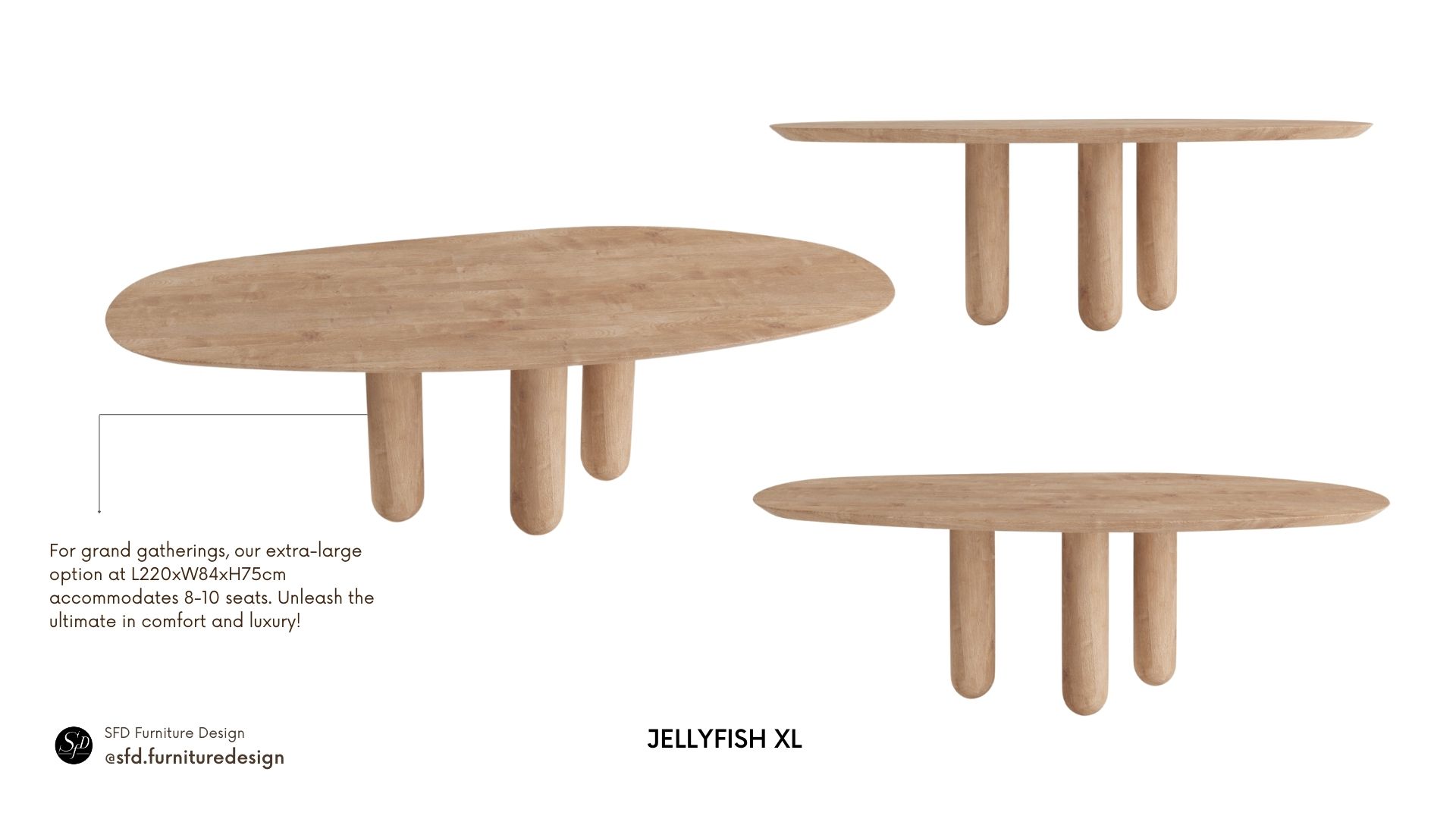 JELLYFISH natural wood dining table-XL