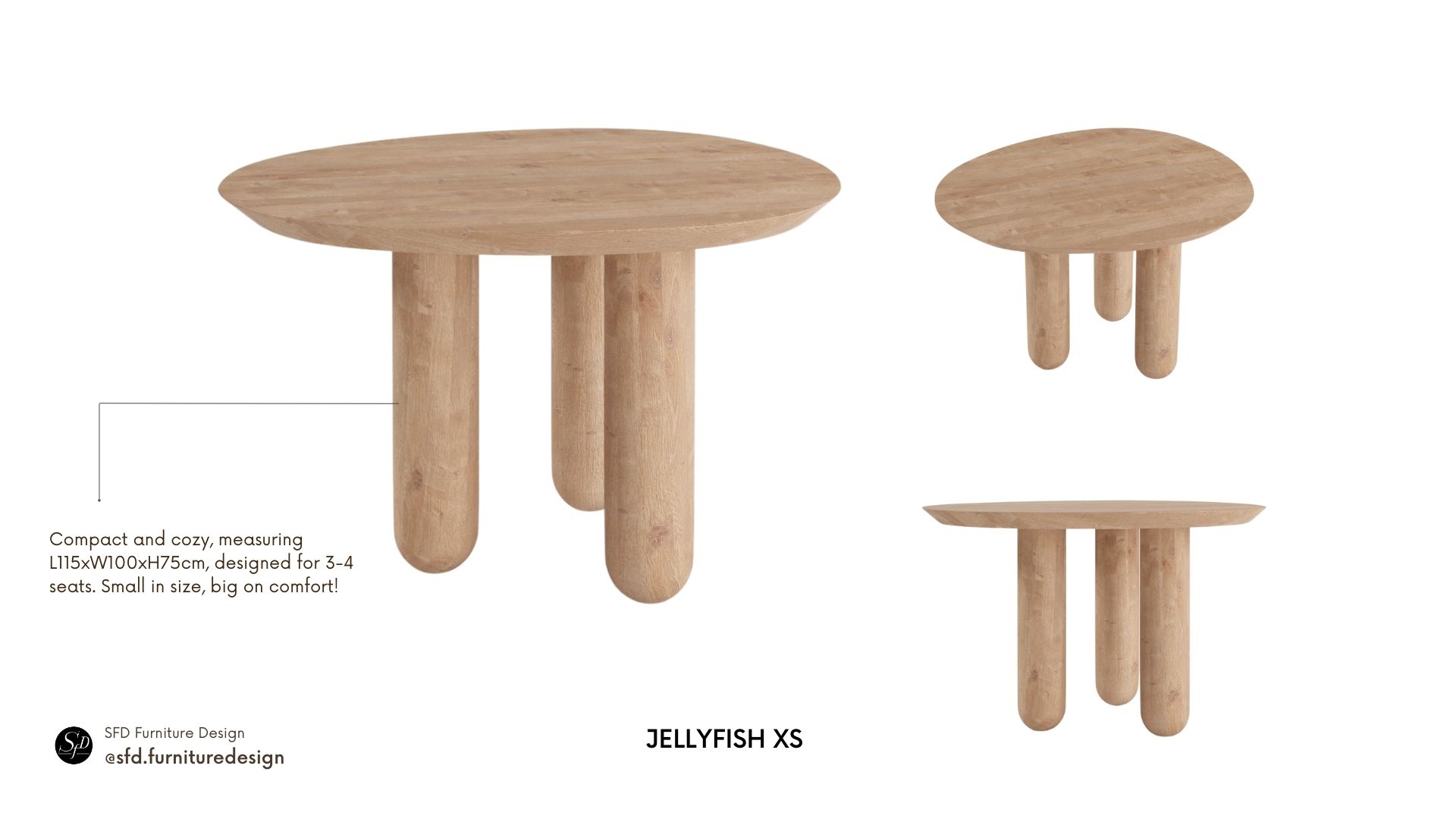 JELLYFISH natural wood dining table-XS